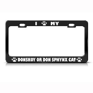 Donskoy Or Don Sphynx Cat Black Metal license plate frame Tag Holder