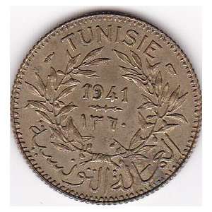  1941 Tunisia 1 Franc Coin KM#247 