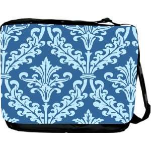 com Rikki KnightTM Teal Blue Color Damask Design Messenger Bag   Book 