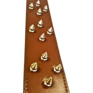  Super High quality Brown leather Spikey Studs collar for Dog 