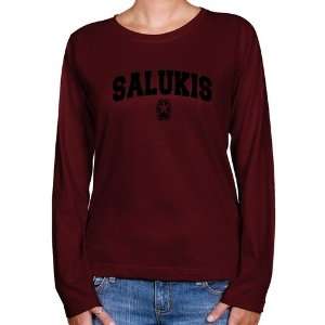 Southern Illinois Salukis Ladies Maroon Logo Arch Classic Fit T shirt 