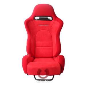   RACING SEATS RED FABRIC W/ RED SUEDE INSERT PAIR (SLIDERS INCLUDED