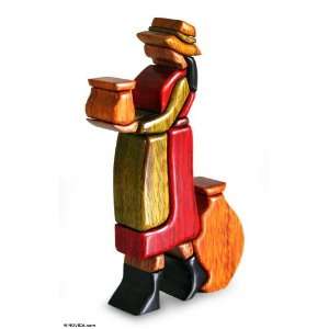    Cedar and mahogany sculpture, Chicha Seller