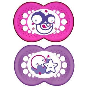   MAM Baby Dummies/ Glow in the Dark Soothers / Pacifiers 6+ months Pink