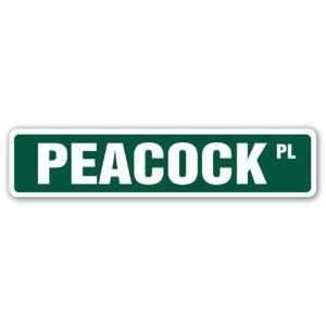  PEACOCK Street Sign farm bird peahen quill train gift 