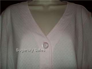 NWT GO SOFTLY LONG SLEEVE BED JACKET W POCKETS PINK L  