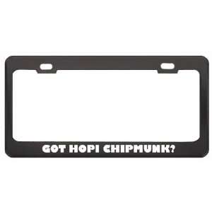 Got Hopi Chipmunk? Animals Pets Black Metal License Plate Frame Holder 