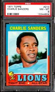 1971 Topps # 210 Charlie Sanders HOF PSA 8 Lions  