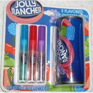Jolly Rancher 3 Flavored Lip Glosses with Carry Case, Grape, Cherry 