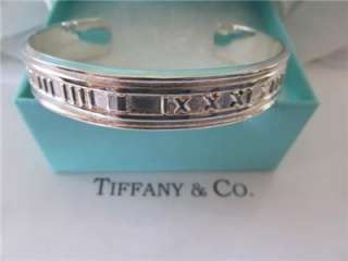 Vintage Estate Tiffany & Co. Atlas Roman Numerals Cuff Sterling Silver 