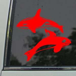  Orca Killer Whales Red Decal Car Truck Window Red Sticker 