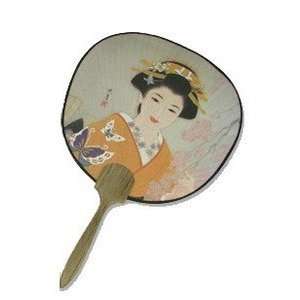  Japanese Geisha Paper Hand Fan Wooden Handle 13040 5