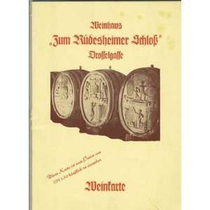  Zum Rudesheimer Schloss Wine Book Germany 1960s 