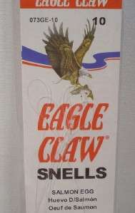 Eagle Claw Snell Snelled Size 10 Red Salmon Egg Hooks  