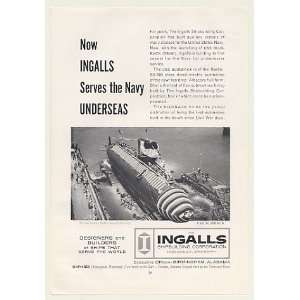  1959 USS Blueback Sub Launch Ingalls Shipbuilding Print Ad 