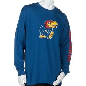  Kansas Jayhawks 100% Cotton Long Sleeve T Shirt (Royal 