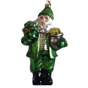 Noble Gems Irish Leprechaun Santa Claus Shiny Glass Christmas Ornament 