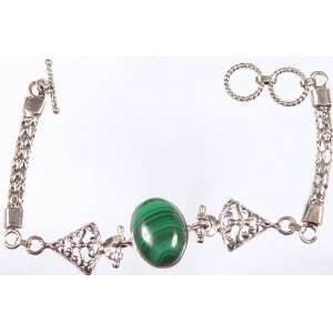 Malachite Bracelet   Sterling Silver