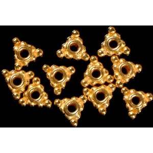  Triangular Gold Plated Beads (Price Per Pair)   Sterling 