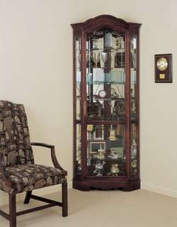   cherry wooden corner display curio cabinet  680249 Jamestown  