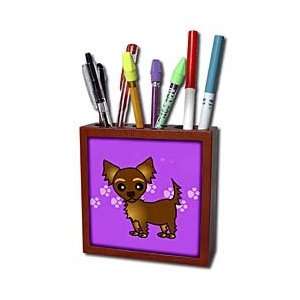 Janna Salak Designs Dogs   Cute Chocolate Brown Longhaired Chihuahua 