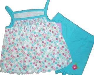 size 3 mo colors blue with pink green white sleeveless shirt shorts 