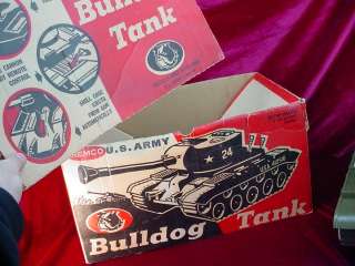 Vintage REMCO US Army BULLDOG TANK Toy with Original BOX Repair Parts 