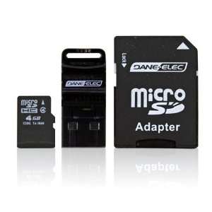  Dane Elec 4 GB Class 4 microSDHC Flash Memory Card with SD 