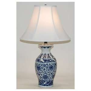  Blue China Table Lamp with White Shade