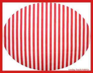 CHRISTMAS / VALENTINE / RED AND WHITE 1/4 STRIPE FABRIC 1/2 YD 18 X 