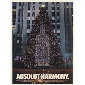  1992 Absolut Harmony Christmas Tree Chorus Vodka Print Ad 