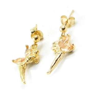  Earrings plated gold Fée Clochette amber. Jewelry
