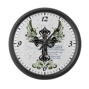  Large Wall Clock Scripted Winged Cross 