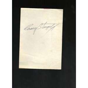  Casey Stengel Yankees HOF signed autographed sheet JSA 