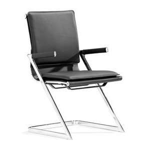   Plus Chromed Steel Frame Black Conference Chair Patio, Lawn & Garden