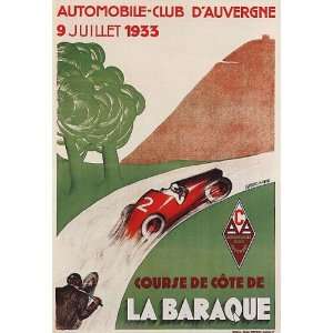  AUTOMOBILE CLUBE DAUVERGNE 1933 CAR RACE VINTAGE POSTER 