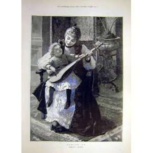  1891 Tuning Up Forestier Child Sitar Mother Lady Music 