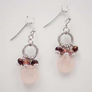  Sista Jewelry Hand Made Natural Pink Stone Dangle Earring 