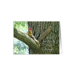  Sissys Birthday Greeting Card, Funny Squirrel With Hat 