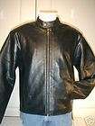 BLACK COLLARLESS DISTRESS LEATHER MOTORCYCLE JACKET 40 42 NEW