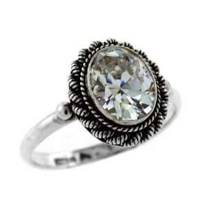  Sterling Silver Simulated Diamond cz Oval Ring Jewelry