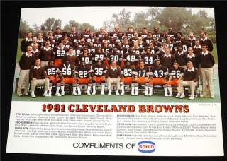 VTG 1981 Cleveland Browns Sohio Team Photo 8 x 10  