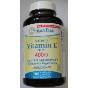  Puritans Vitamin E Dry 400 iu 100 Vegetable Capsules 
