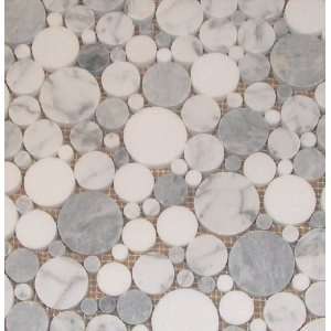  Carrara Marble Bardiglio and Thassos Bubble Mosaic 