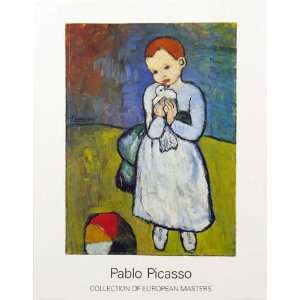  Kind Mit Taube 1901 by Pablo Picasso. Size 20.00 X 27.25 