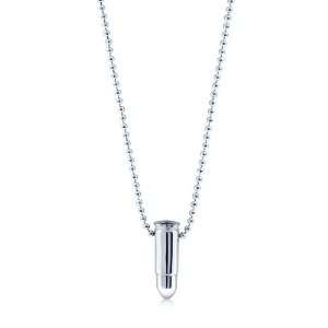  Mens Sterling Silver Bullet Necklace (Engravable) Jewelry