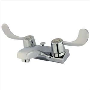   Twin Blade Handle 4 Centerset Faucet with Pop Up, Satin Nickel Home