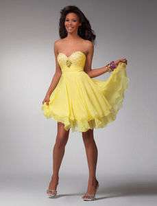 In Stock Yellow Short Cocktail dress/Prom gown Sz 6 16  