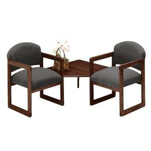 NBF Signature Series Premium Upholstered Two Chairs with Corner Table 