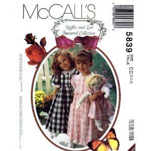 com McCalls 5839 Sewing Pattern Toddler Girls Dolls Dress Pantaloon 